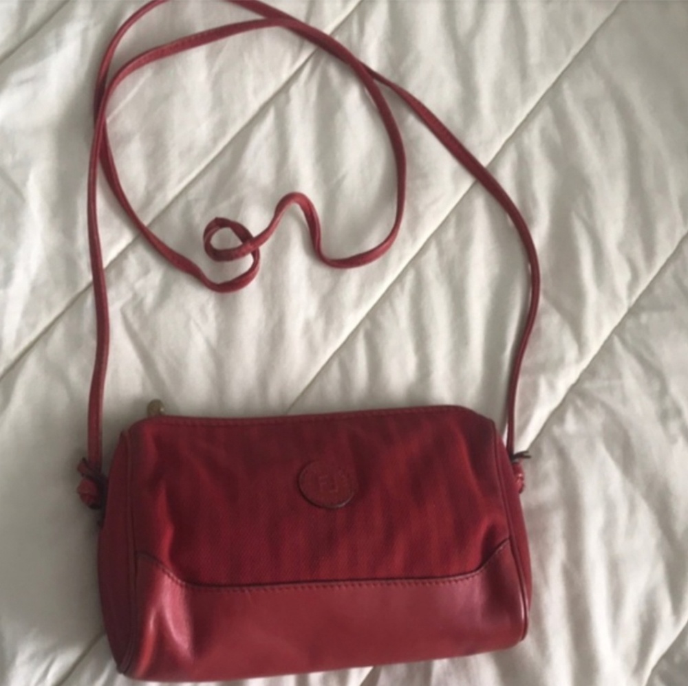 Vintage Red Striped Fendi Crossbody Purse